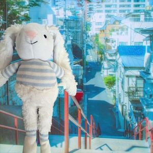 Manhattan Toy Plush White Rabbit Blue Striped Shirt Socks 2017 Easter Polyester